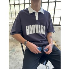 No362 Harvard Polo Yaka Oversize T-Shirt-Füme