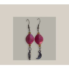 Crystal Atelier El Yapımı Etnik Otantik Aesthetic Soft Vibes Vintage Coquette Fairycore Y2k Üçgen Boncuklu Ay Figürlü Küpe Uçlu Sallantılı Kombin Moda Özel Tasarım Hediyelik Kadın Küpe