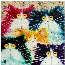 Womb Hobby Şaşkın Kediler Sayılarla Boyama Seti 60 x 75 cm (Tuvale Gerili)