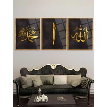 Shiny Art Allah Muhammed Elif 3'Lü Set Dini Cam Tablo - Dini Tablolar-Islami Cam Tablo-Islami Tablo-Isl031