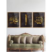 Shiny Art Allah Muhammed Elif 3'Lü Set Dini Cam Tablo - Dini Tablolar-Islami Cam Tablo-Islami Tablo-Isl031