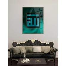Shiny Art Allah Kufi Yazılı Dini Cam Tablo - Dini Tablolar - Islami Cam Tablo - Islami Tablolar - ISL086