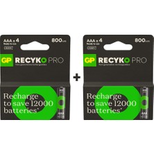 Gp Recyko Pro 800 Mah Aaa Ince Kalem 8'li Şarj Edilebilir Pil