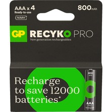 Gp Recyko Pro 800 Mah Aaa Ince Kalem 8'li Şarj Edilebilir Pil