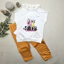 Beruflic Forever Cici Kızlar Baskılı Kapşonlu 2li Kız Çocuk Takımı Turuncu