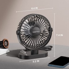 Zeeful Küçük USB Masa Fanı 3 Hız Taşınabilir Kişisel Masaüstü Masa Fanı Çift 360 Derece Ayar Mini Fan Sessiz Çalışma, A (Yurt Dışından)