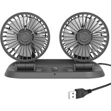 Zeeful Araba Fanı Kamyon Güçlü Rüzgar USB Arayüzü Çok Fonksiyonlu Çift Başlı Elektrikli Fan (Yurt Dışından)