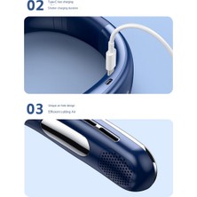 Zeeful Taşınabilir Boyun Fanı Şarj Edilebilir - 3000MAH Kapasiteli Kanatsız Asılı Boyun Fanı Soğutma Soğutucu Fan Mavi (Yurt Dışından)