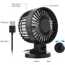 Zeeful Ev Ofis Masaüstü Için Çift Bıçaklı Kişisel Mini USB Fan Gürültüsüz Masa Masası Fanı (2 Vites) Siyah (Yurt Dışından)