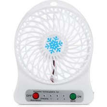 Zeeful Taşınabilir Şarj Edilebilir LED Işık Fan Hava Soğutucu Mini Masa USB Üçüncü Rüzgar Fan Soğutma El Mini Fan, Beyaz (Yurt Dışından)