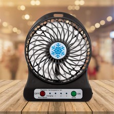 Zeeful Taşınabilir Şarj Edilebilir LED Işık Fan Hava Soğutucu Mini Masa USB Üçüncü Rüzgar Fan Soğutma El Mini Fan, Beyaz (Yurt Dışından)