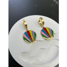 Bronz Steel Takı Renkli  Küpe