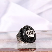 Tesbih Sepetim 925 Ayar Gümüş Mikro Taşlı Kral Tacı Model Yüzük