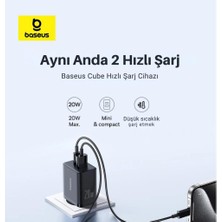 Baseus Super Şarj Akım Koruma Type-C USB Giriş 20W Şarj Başlık Iphone 12 13 14 15 Pro Max Şarj Aleti