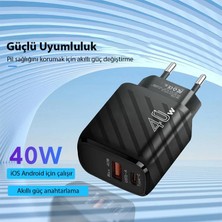 Coofbe Şarj Akım Korumalı Qc3.0 Pd Ultra Hızlı 40W Şarj Adaptörü Samsung Huawei Iphone Şarj Başlık