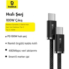 Baseus E-Marker Akıllı Çip 100W Type-C Şarj Kablo Samsung Xiaomi Iphone 15 15 Pro Max Şarj Kablosu