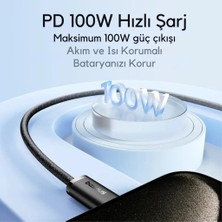 Baseus E-Marker Akıllı Çip 100W Type-C Şarj Kablo Samsung Xiaomi Iphone 15 15 Pro Max Şarj Kablosu