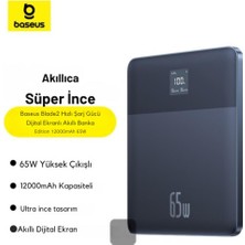 Baseus 7,3mm Ultra Ince Süper Şarj Akım Korumalı 65W 12000 Mah Powerbank Macbook Iphone Ipad Şarj