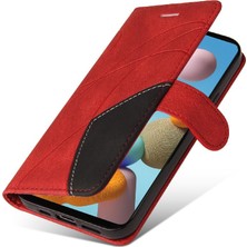 Mays Shop Samsung Galaxy A21 Için Kılıf Pu Deri Flip Folio Kılıf Kickstand Iki Renkli (Yurt Dışından)