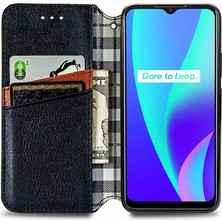 Mays Shop Oppo Realme C15 Zarif Iş Deri Çanta Cüzdan Fonksiyonu Için Kılıf (Yurt Dışından)