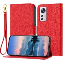 Mays Shop Telefon Kılıfı Için Xiaomi 12 Pro Litchi Desen Cüzdan Flip Folio Kart Yuvaları (Yurt Dışından)