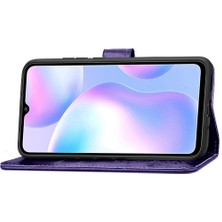 Mays Shop Xiaomi Redmi 9A Dört Yapraklı Yonca Flip Kapak Için Kılıf Kısa Kayış Zarif (Yurt Dışından)