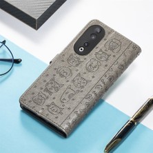 Mays Shop Huawei Onur Için Kılıf 90 5g Deri Kılıf Karikatür Hayvanlar Kısa Kayış Flip (Yurt Dışından)