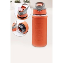 Tohana Deri Kılıflı Pipetli Cam Matara - 500 ML-H2O87152 Turuncu