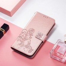 Mays Shop Xiaomi Redmi K40S Için Kılıf Kısa Kayış Dört Yapraklı Yonca Deri Kılıf Flip (Yurt Dışından)