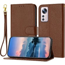 Mays Shop Telefon Kılıfı Için Xiaomi 12 Pro Litchi Desen Cüzdan Flip Folio Kart Yuvaları (Yurt Dışından)