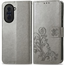 Mays Shop Huawei Nova 10 Için Kılıf Kısa Kayış Deri Kılıf Dört Yapraklı Yonca Flip (Yurt Dışından)