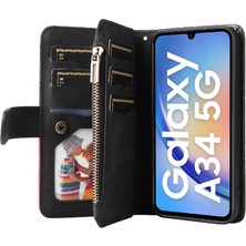 Mays Shop Kart Yuvası Standı Fermuar Cüzdan Tarzı ile Samsung Galaxy A34 5g Için Kılıf (Yurt Dışından)