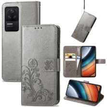 Mays Shop Xiaomi Redmi K40S Için Kılıf Kısa Kayış Dört Yapraklı Yonca Deri Kılıf Flip (Yurt Dışından)