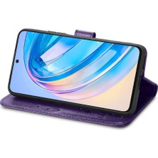 Mays Shop Huawei Onur Için Kılıf X8A Kısa Kayış Dört Yapraklı Yonca Flip Kapak Iş (Yurt Dışından)