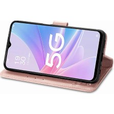 Mays Shop Oppo A78 Için Kılıf Kısa Kayış Zarif Iş Deri Kılıf Dört Yaprak (Yurt Dışından)