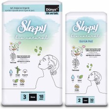 Sleepy Ekonomik Ikili Paket (Bio Natural Premium Plus Hijyenik Ped Gece 18'li + Günlük Ped Uzun 32'li)