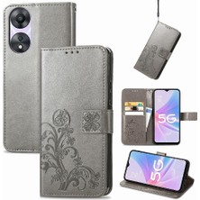 Mays Shop Oppo A78 Için Kılıf Kısa Kayış Zarif Iş Deri Kılıf Dört Yaprak (Yurt Dışından)