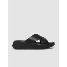 FitFLop FitFlop F-MODE FW5 Hakiki Deri Siyah Kadın Çapraz Bantlı Terlik