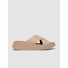 FitFLop FitFlop F-MODE FW5 Hakiki Deri Krem Kadın Çapraz Bantlı Terlik