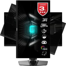 MSI 24.5" G255PF E2 1920X1080 (Fhd) 16:9 Flat Rapıd IPS 180HZ 1ms Adaptıve-Sync Pıvot Gamıng Monıtor