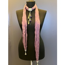 Gönülden Tasarım Lale Uçlı Zincirli Penye Kadın Fular Şal 170 cm