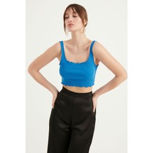 Yoncaekspres Askılı Kısa Kaşkorse Crop Bluz