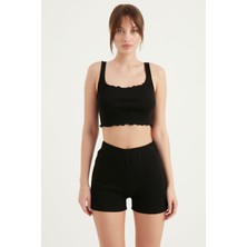 Yoncaekspres Askılı Kısa Kaşkorse Crop Bluz