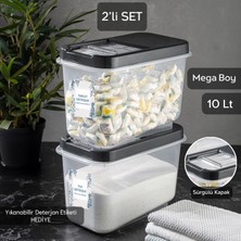Miracle1 Meleni Home 2'li 10 Lt Kayar Kapaklı Tablet Deterjan Saklama Kutusu - Etiketli Deterjan Saklama Kabı Antrasit (Yurt Dışından)