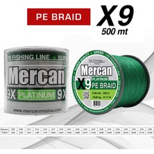 Mercan Pe Örgü Platinum 9x Ip   500 M Yeşil Misina