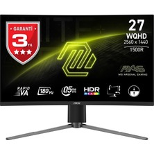 MSI 27" MAG 27CQ6PF 2560x1440 (WQHD) 16:9 CURVE 1500R RAPID VA 180HZ 0.5MS FREESYNC GAMING MONITOR