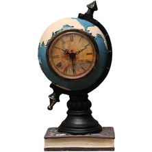 Tasaryum Dünya Küresi Dekoratif Vintage Retro Tasarım Saatli Biblo Özel Üretim Lüks Vip Premium Yaratıcı Dekorasyon