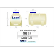 Karmod 300 Litre Plastik Yatay Su Deposu