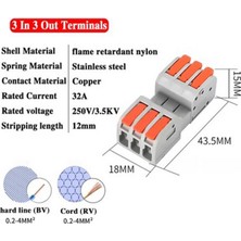 Koodmax 10 Adet Hızlı Kablo Ekleme Birleştirme Konnektörü - Üçlü Klemens - Bağlantı Kesme Özellikli