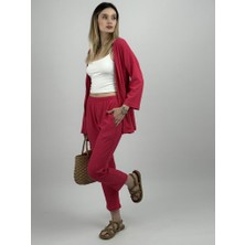 Betimoda Kadın Pantolonlu Alt Üst Ikili Kimono Takım Rahat Kalıp